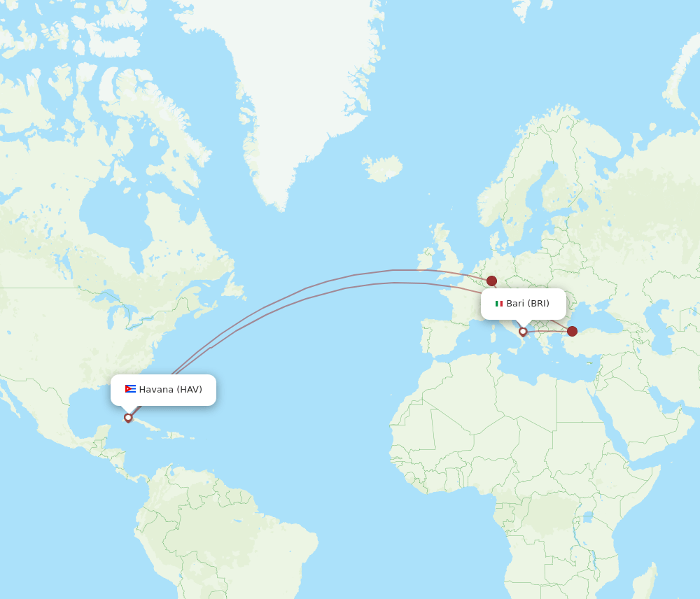 BRI-HAV flight routes