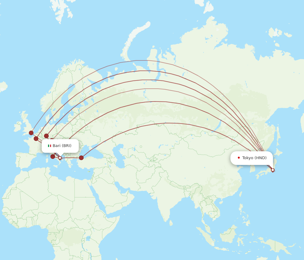 BRI-HND flight routes