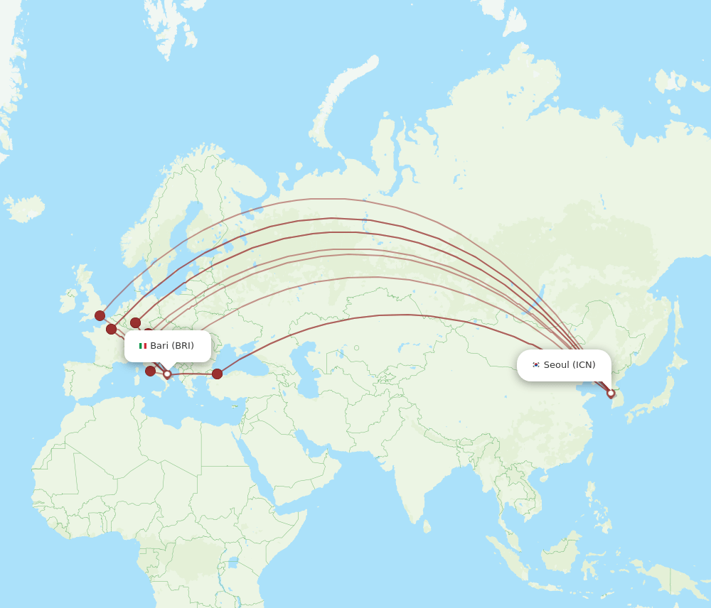 BRI-ICN flight routes