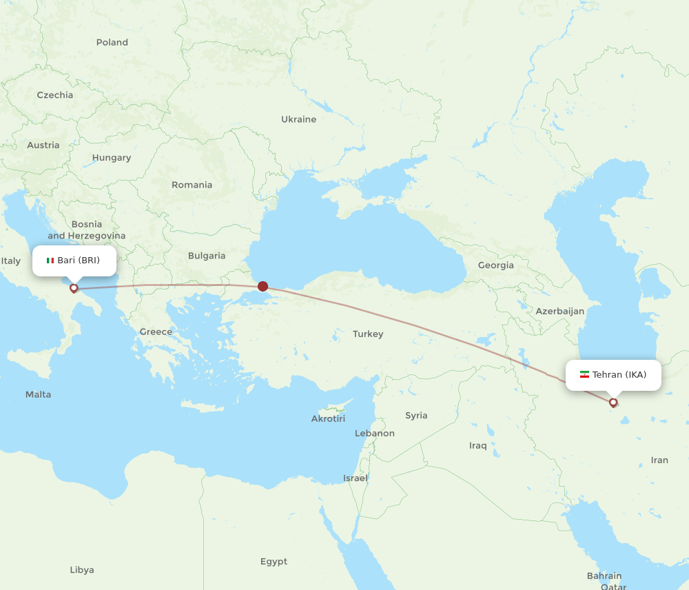 BRI-IKA flight routes