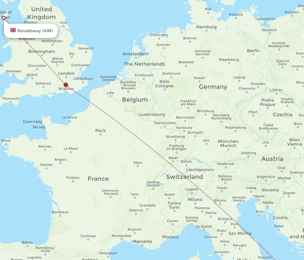 Isle Of Man - Bari route map and flight paths