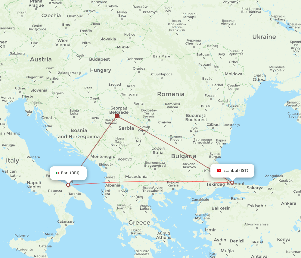 BRI-IST flight routes