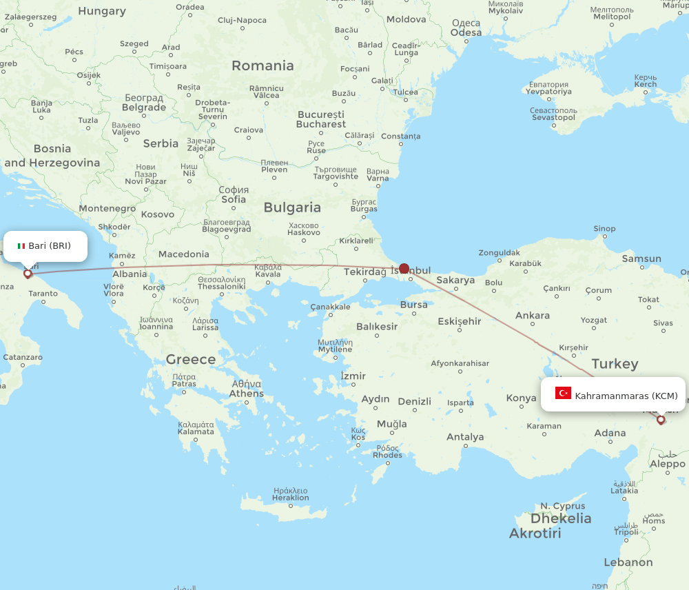 KCM to BRI flights and routes map