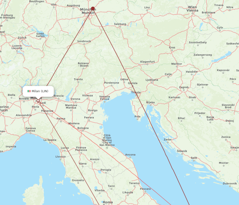 BRI to LIN flights and routes map