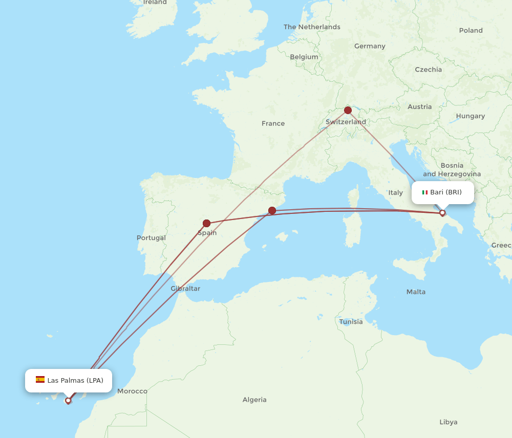 BRI-LPA flight routes
