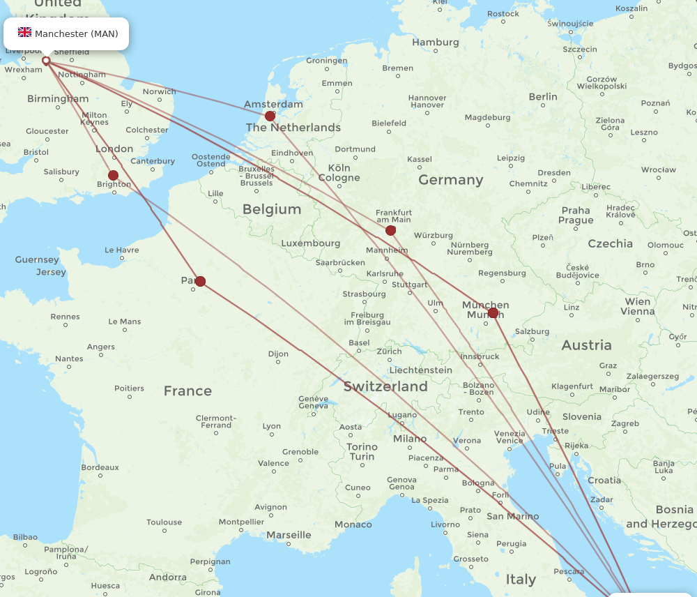 BRI to MAN flights and routes map