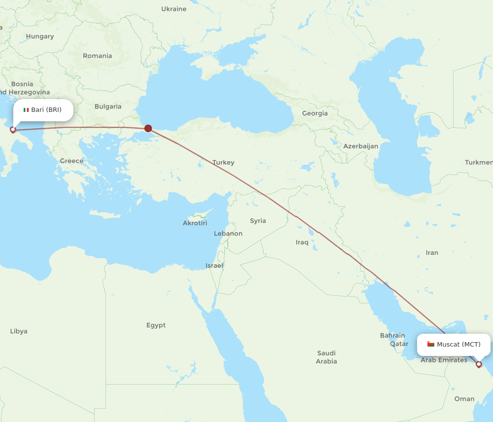 BRI-MCT flight routes