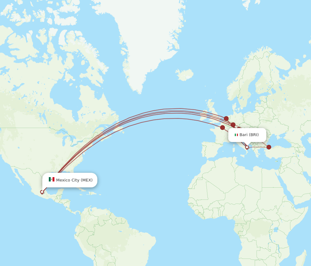 BRI-MEX flight routes
