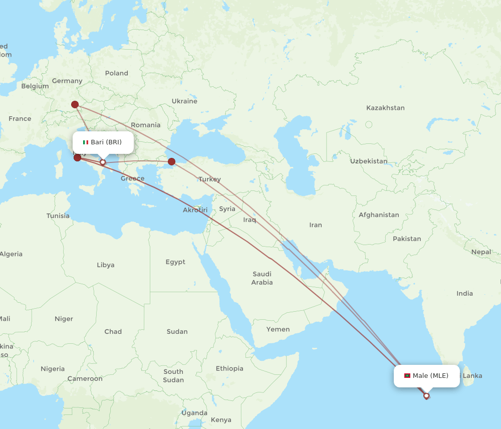 BRI-MLE flight routes