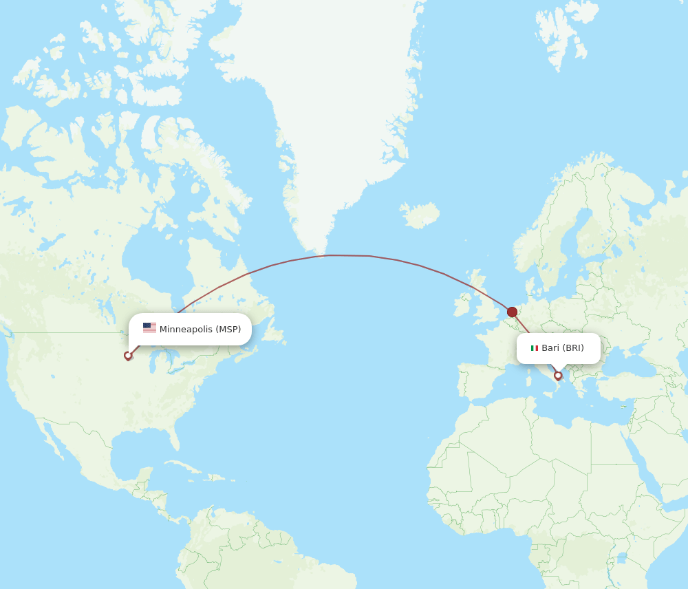 BRI-MSP flight routes