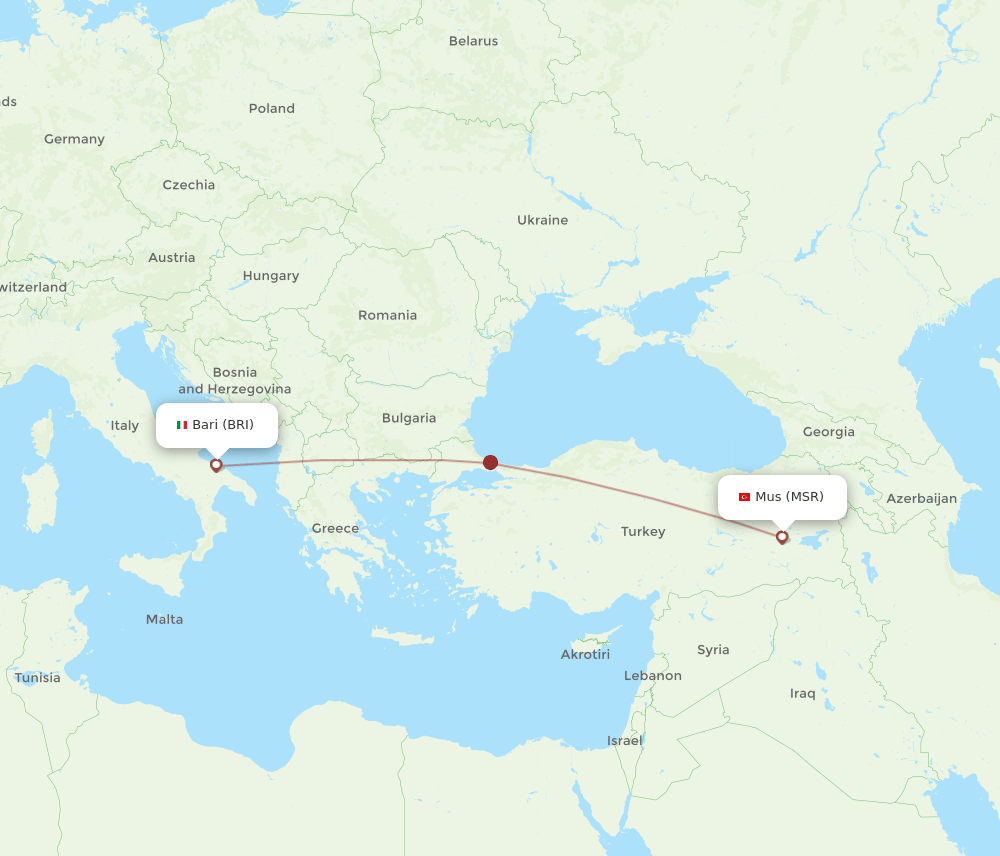 BRI to MSR flights and routes map