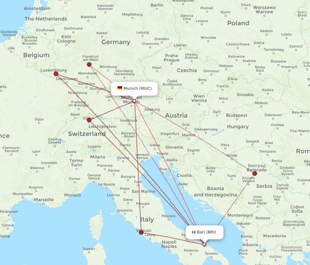 BRI to MUC flights and routes map