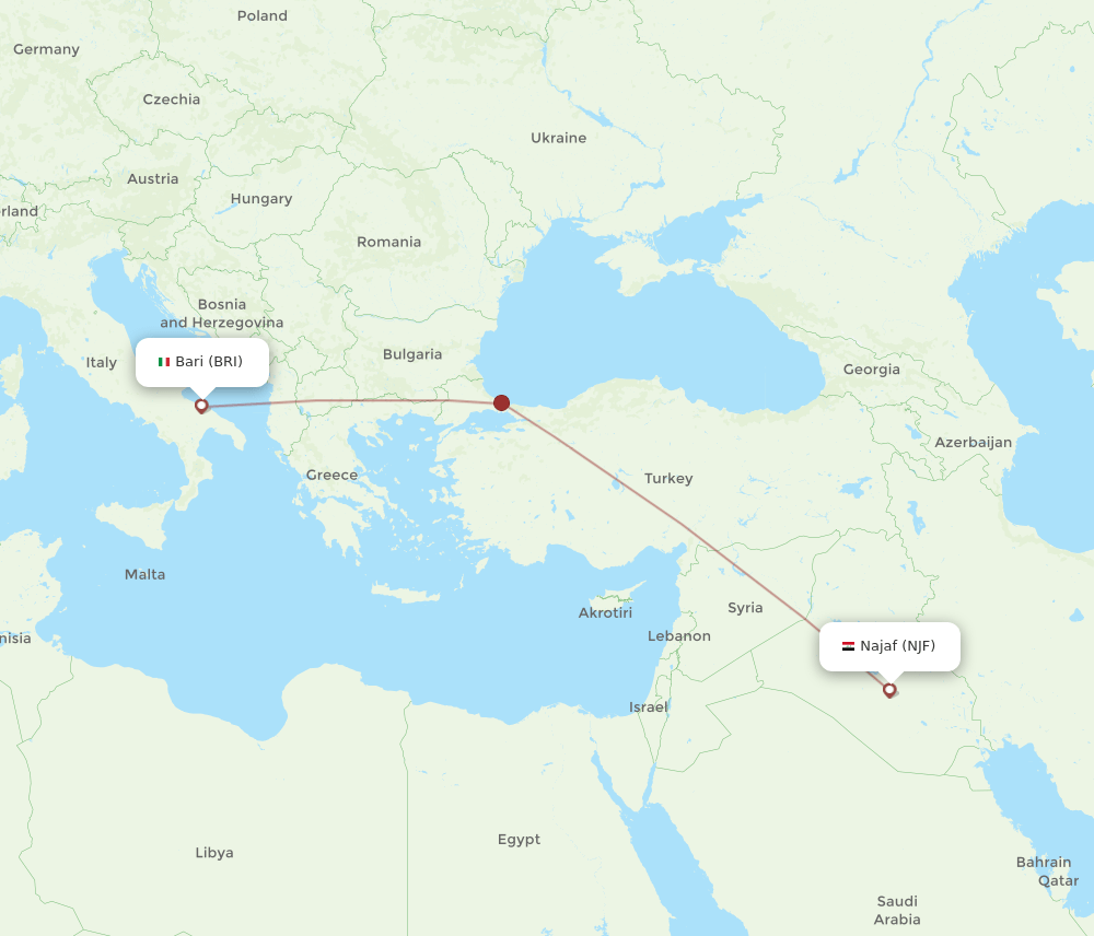 BRI-NJF flight routes
