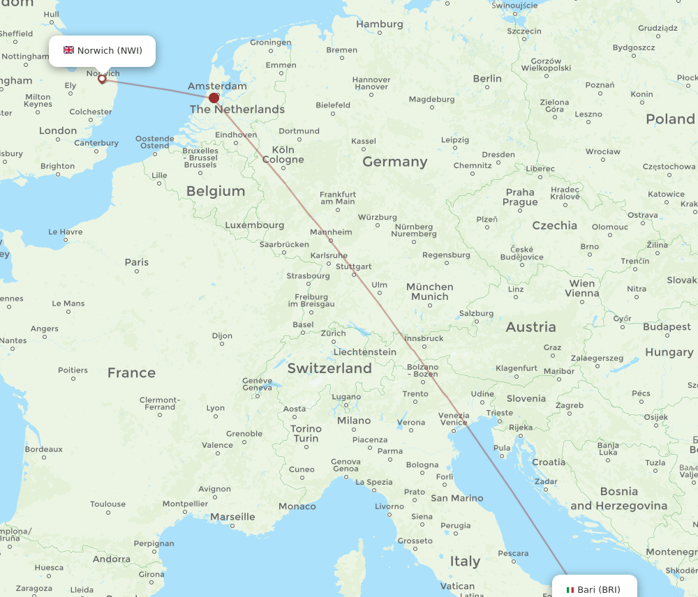 BRI-NWI flight routes