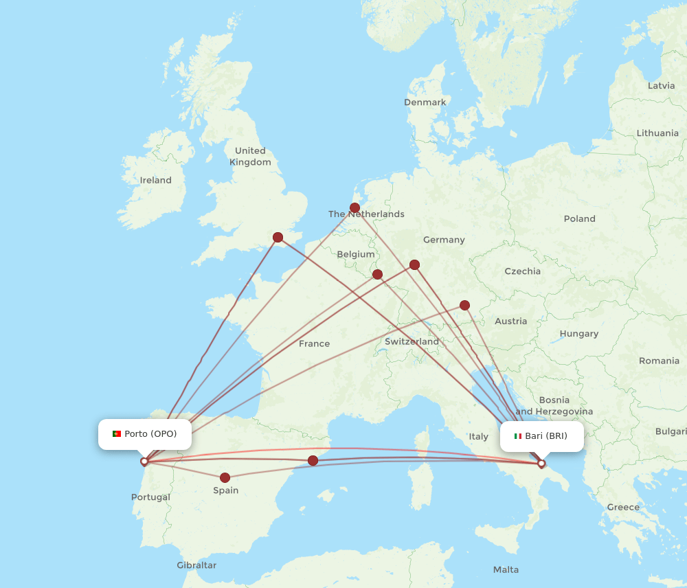 BRI-OPO flight routes