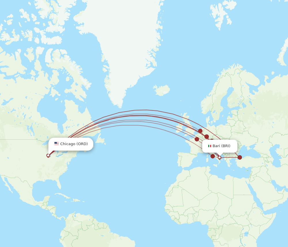 BRI-ORD flight routes
