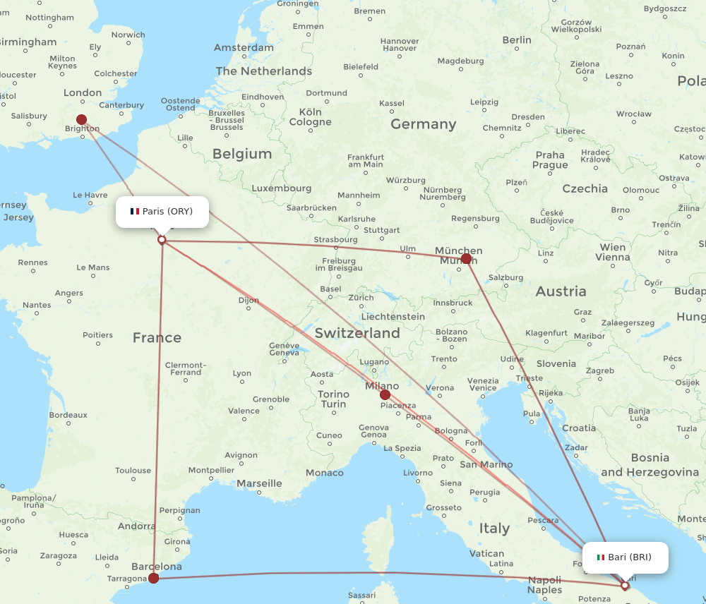 BRI-ORY flight routes