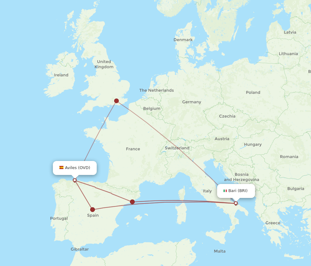 BRI-OVD flight routes