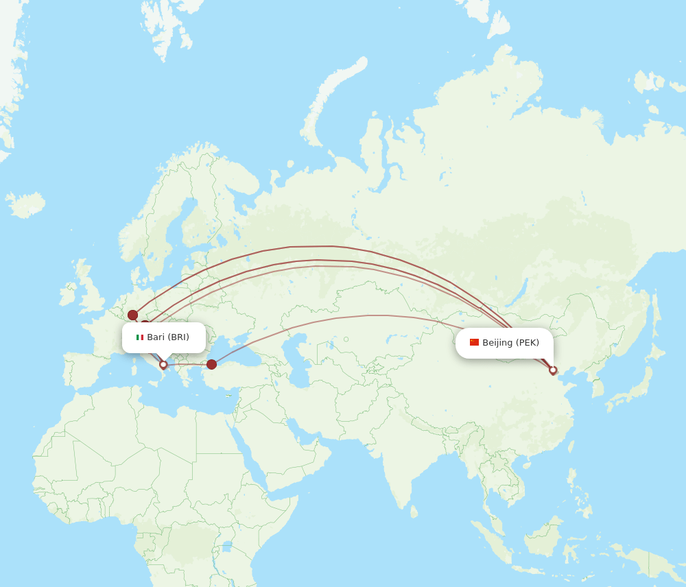 BRI-PEK flight routes