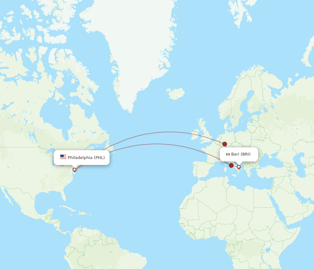 BRI-PHL flight routes