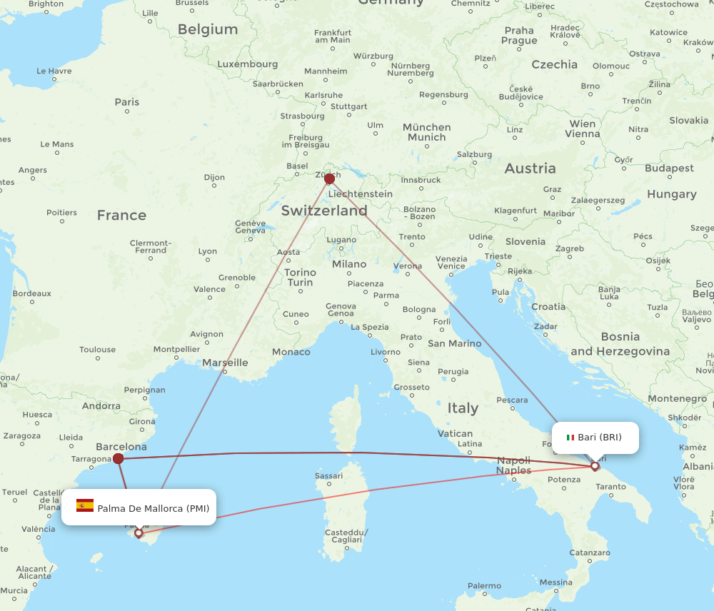 BRI-PMI flight routes