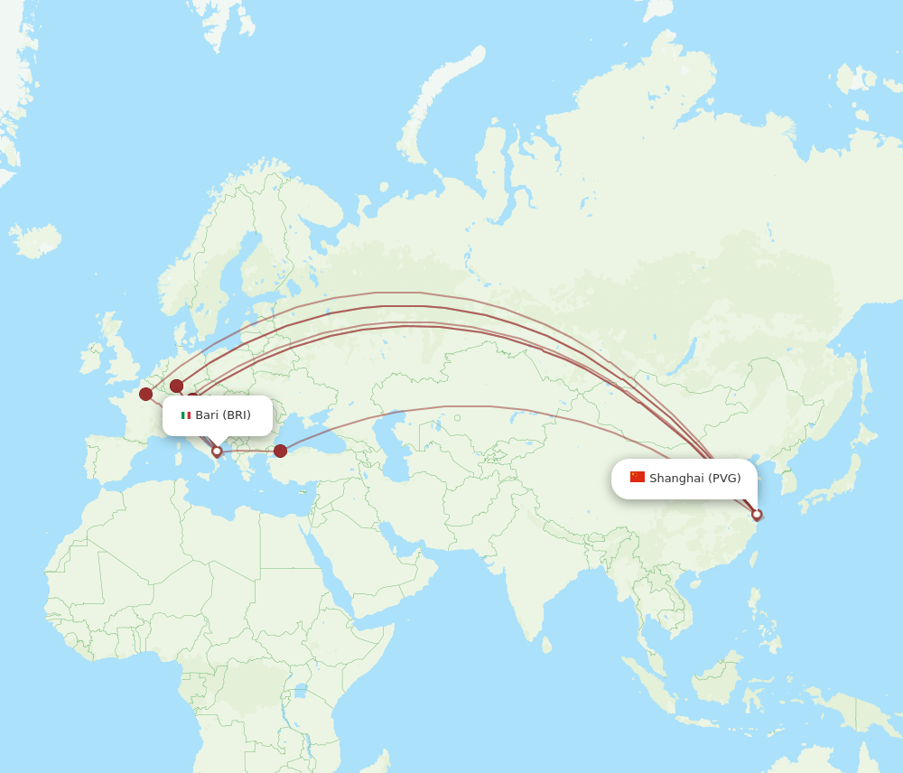 BRI-PVG flight routes