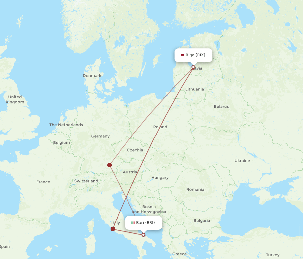BRI-RIX flight routes