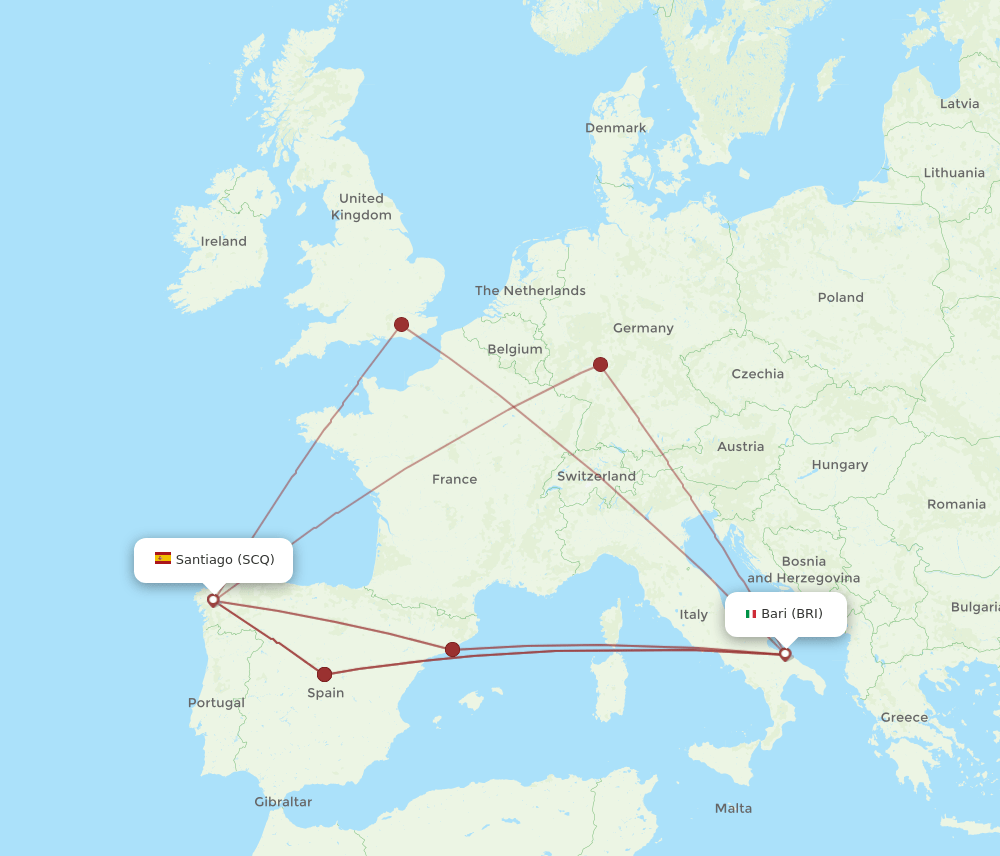 BRI-SCQ flight routes