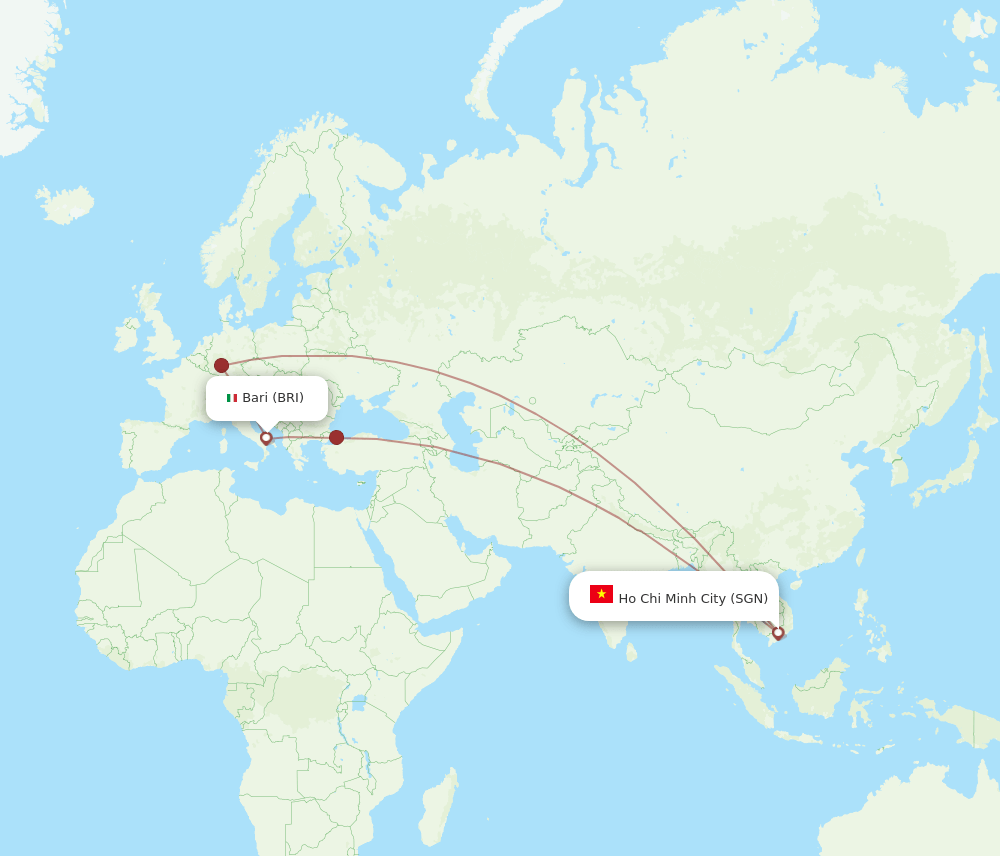 BRI-SGN flight routes