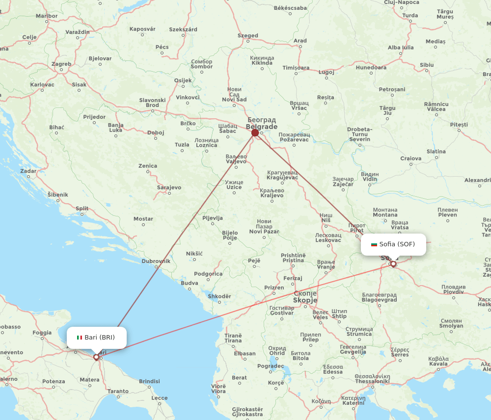 BRI to SOF flights and routes map