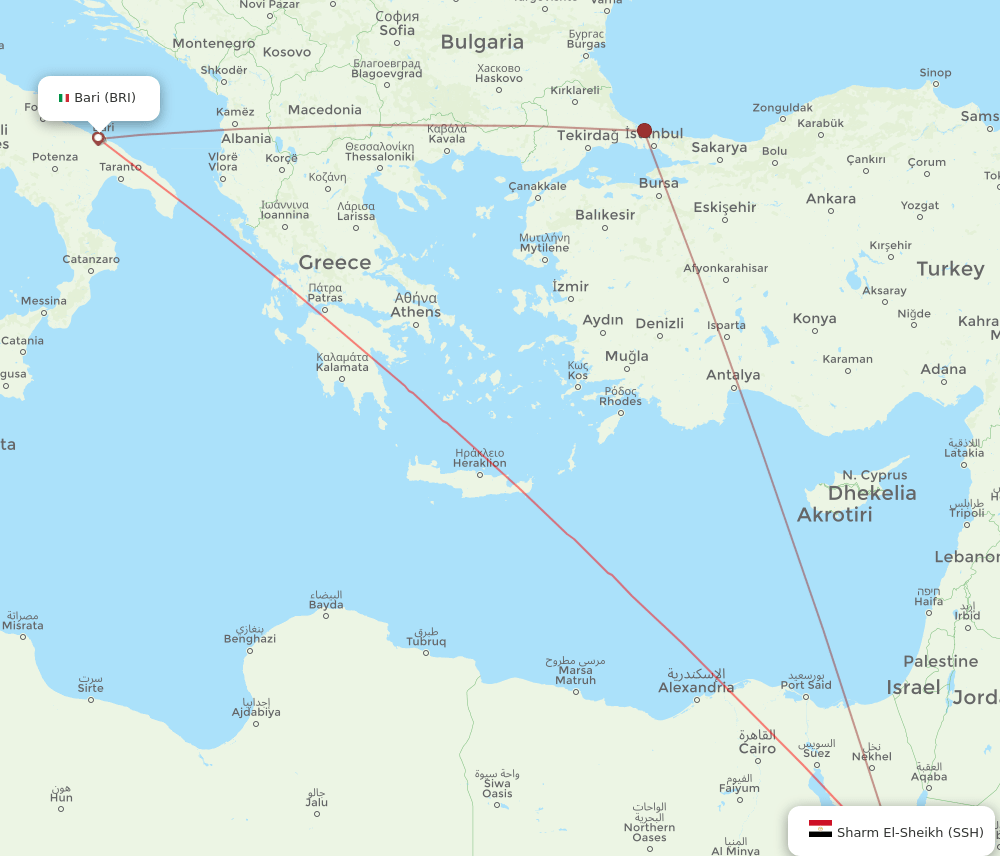 BRI-SSH flight routes
