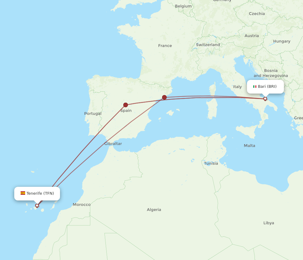 BRI-TFN flight routes