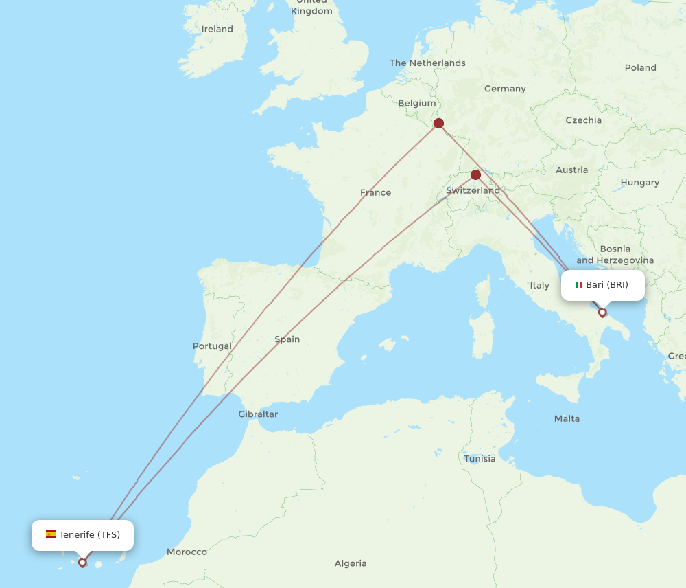 BRI-TFS flight routes