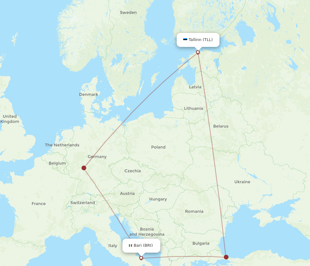 BRI-TLL flight routes
