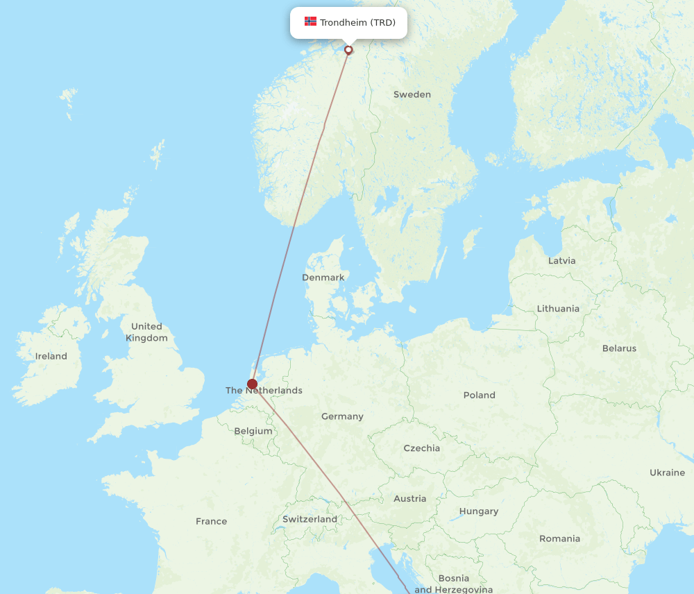 BRI-TRD flight routes