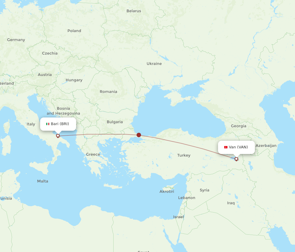 BRI-VAN flight routes