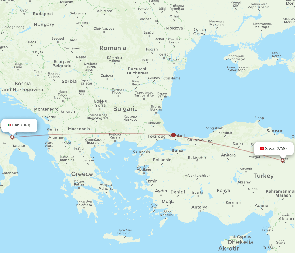 BRI-VAS flight routes