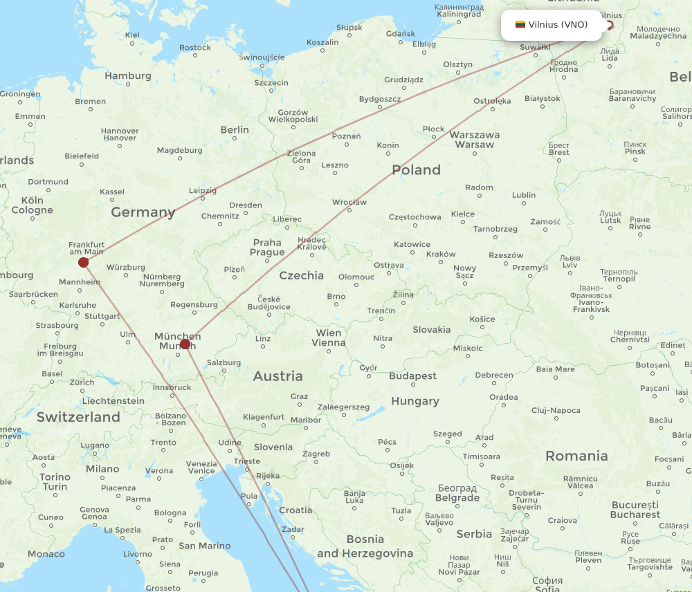 BRI-VNO flight routes