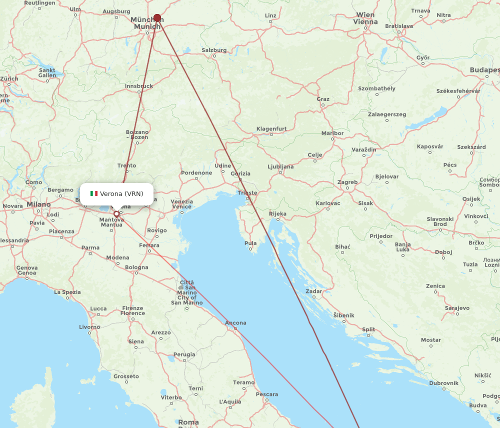 BRI to VRN flights and routes map
