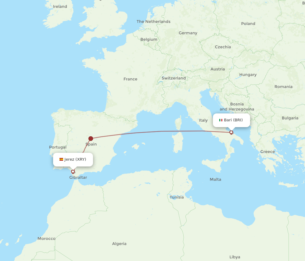 BRI-XRY flight routes