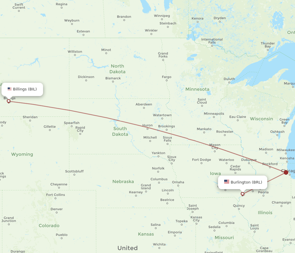 BRL-BIL flight routes