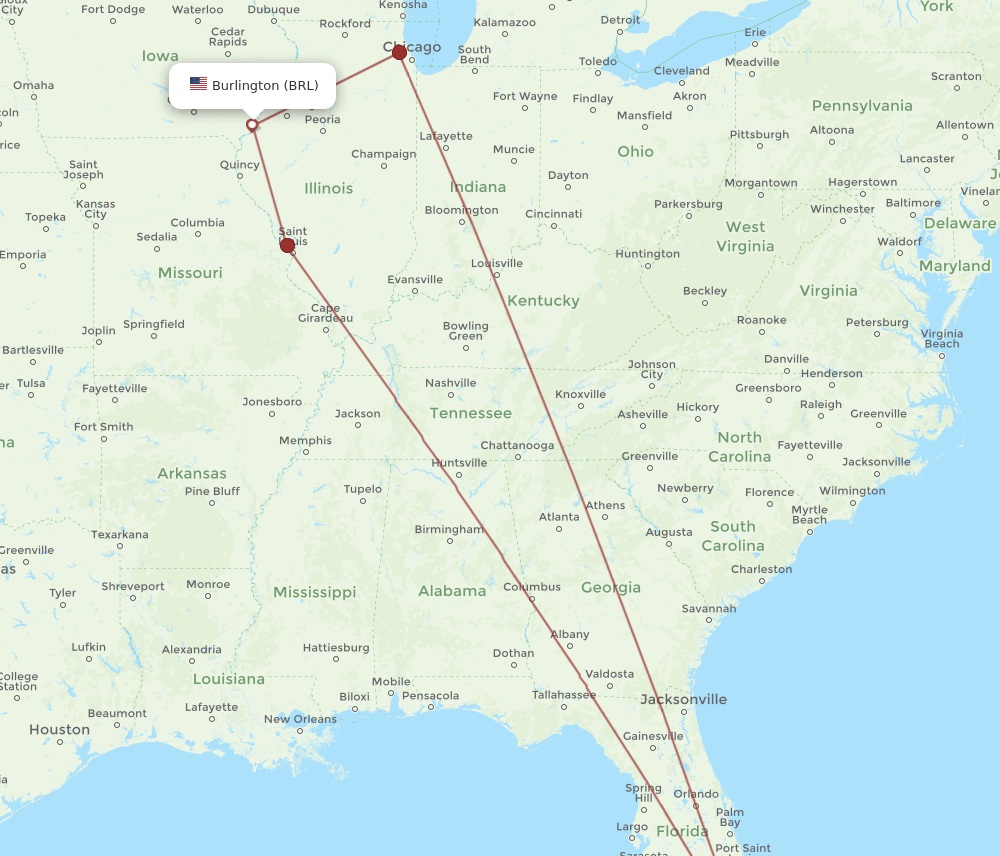 BRL-MIA flight routes