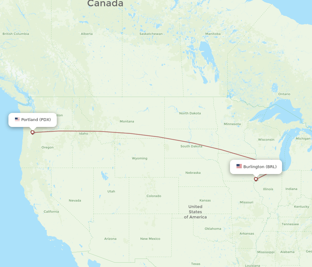 BRL-PDX flight routes