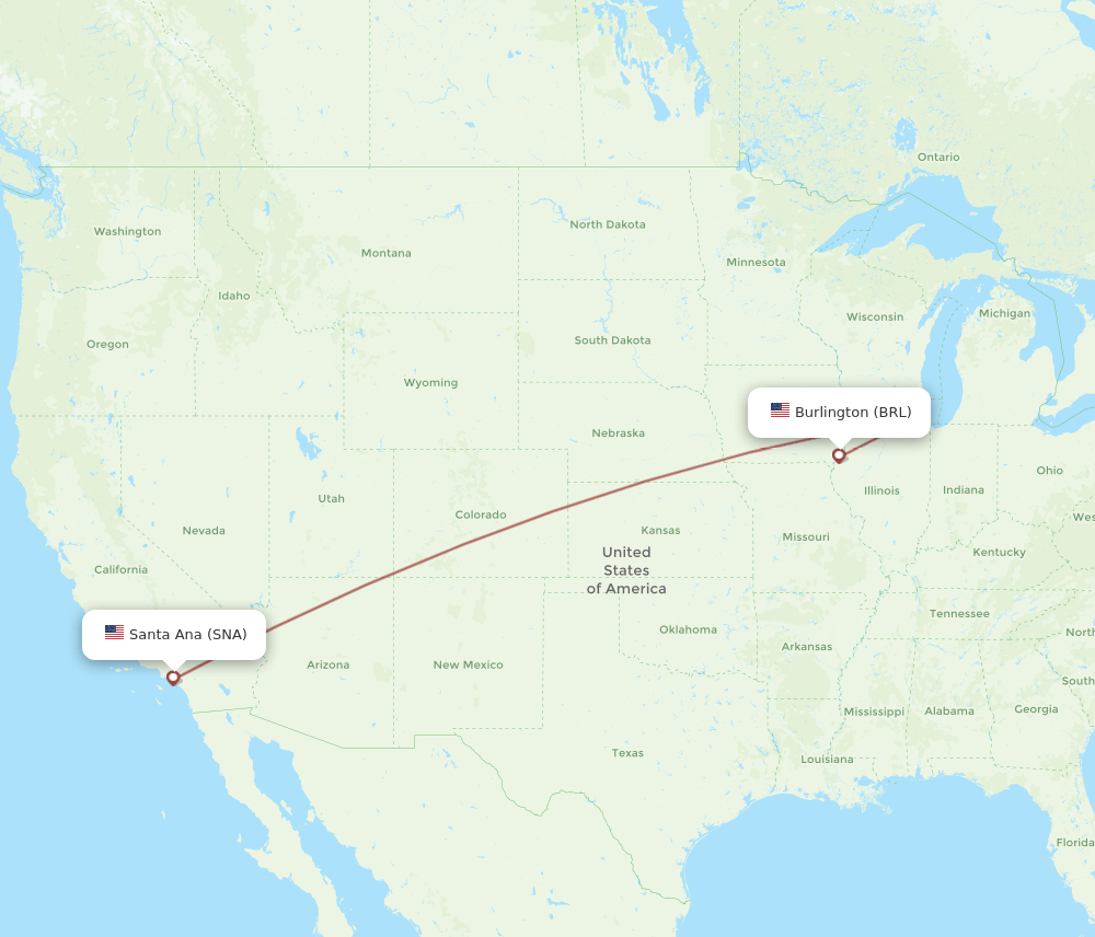BRL-SNA flight routes