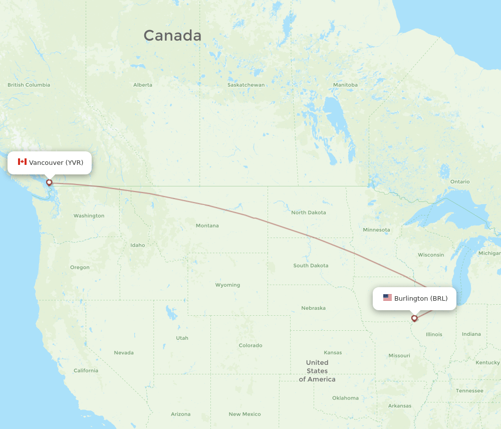 BRL-YVR flight routes