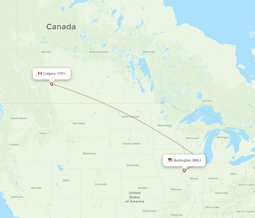 BRL-YYC flight routes