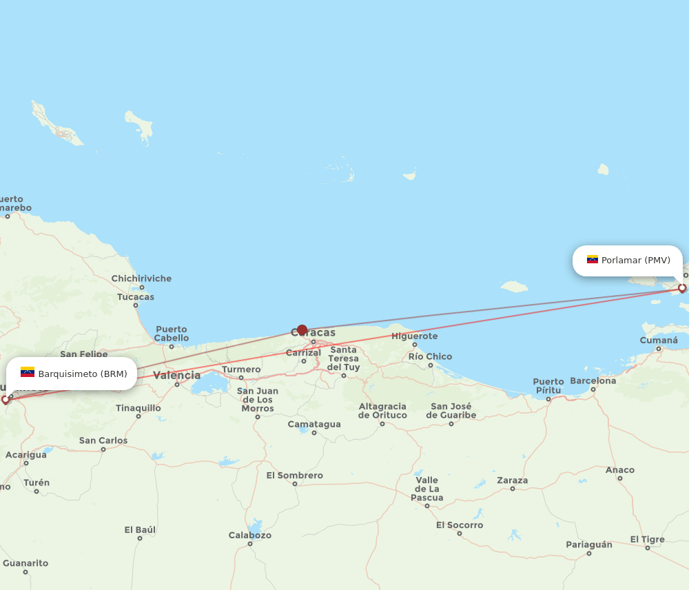 PMV to BRM flights and routes map