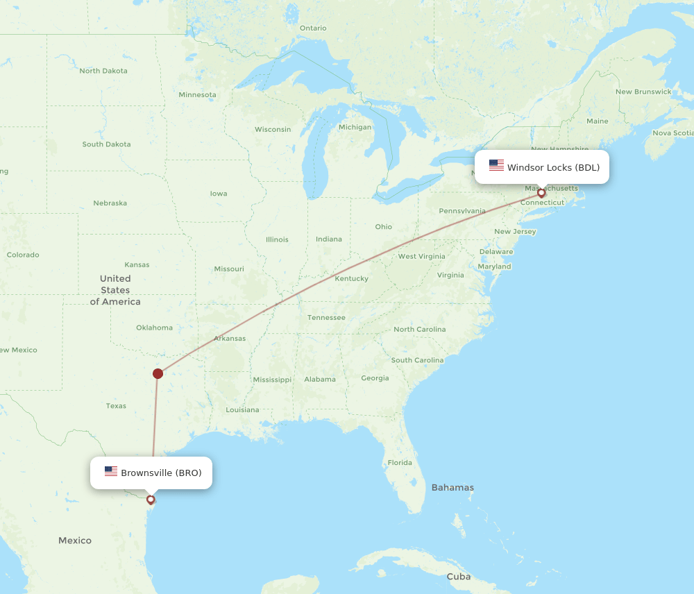 BRO-BDL flight routes