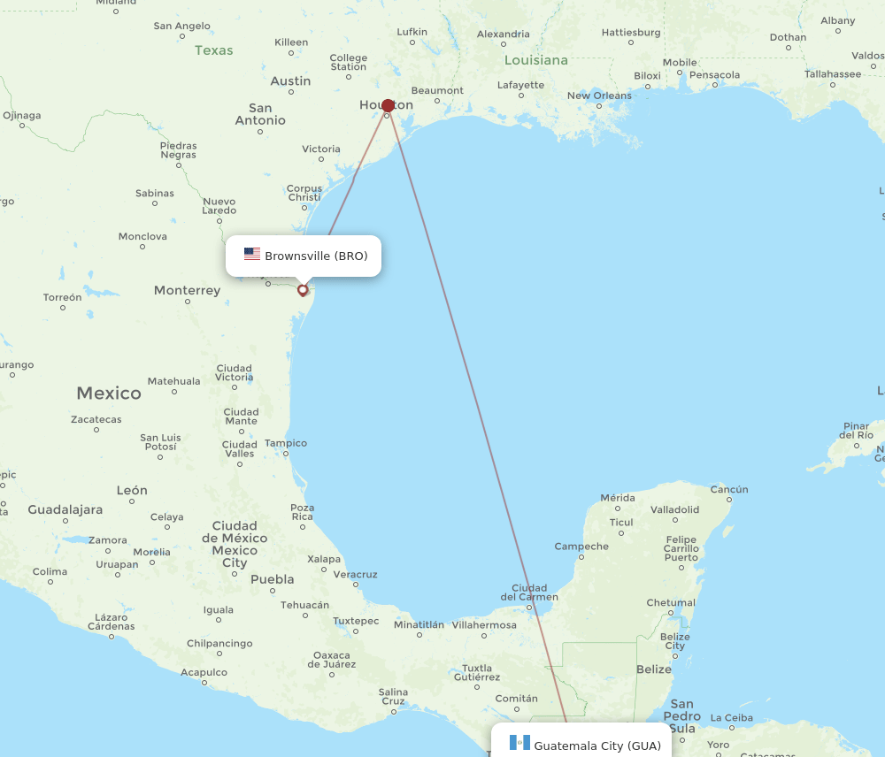 BRO-GUA flight routes