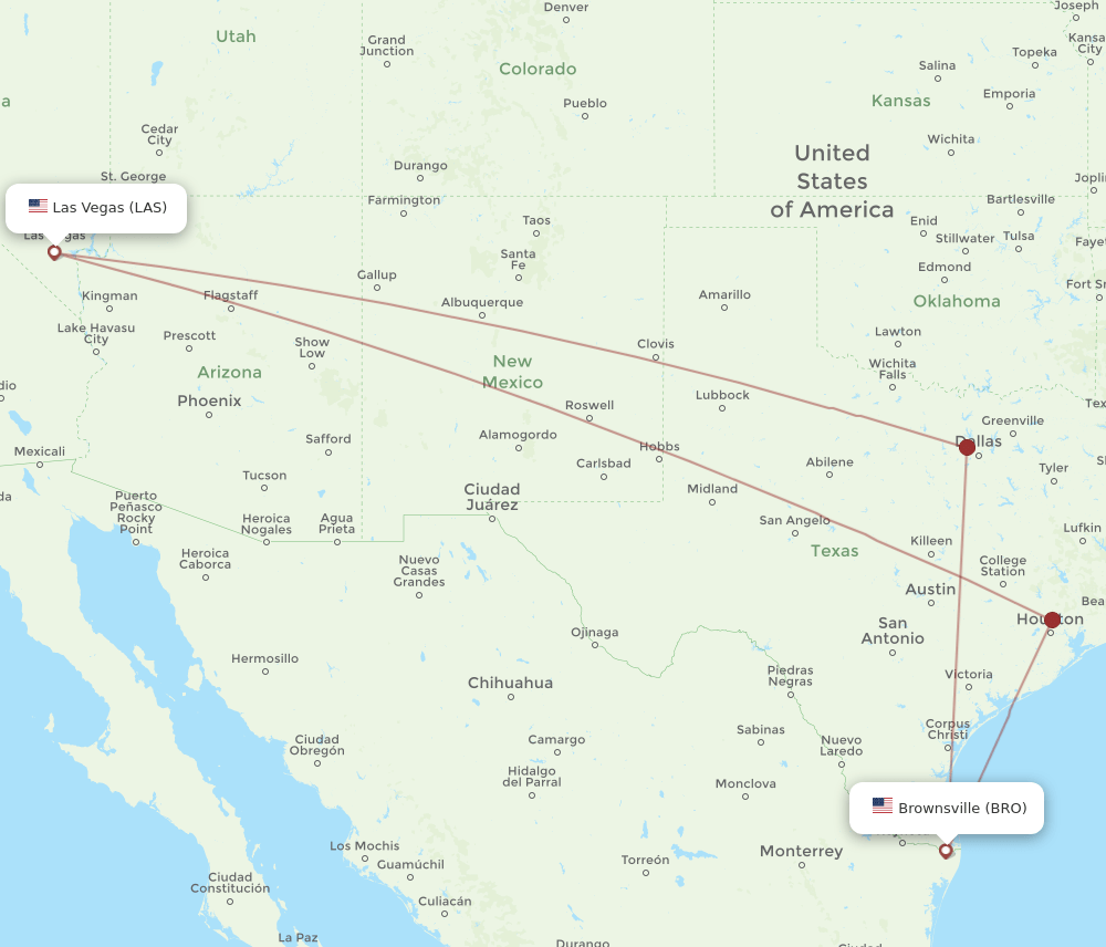 BRO-LAS flight routes
